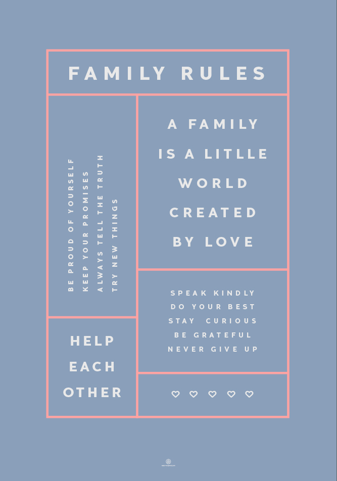 kragh family family rules blue poster family